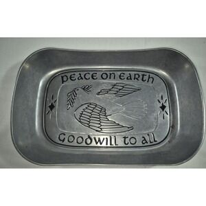 Wilton Armetale Peace On‎ Earth Decorative Bread Tray Pewter Aluminum